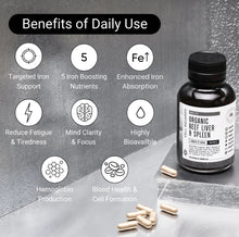 Load image into Gallery viewer, Organic Grass-Fed Beef Liver & Spleen I 160 Capsules